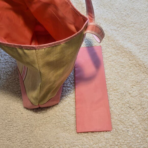 Estee Lauder Pink Cotton Canvas and "Straw" Tote Bag - Picture 5 of 13
